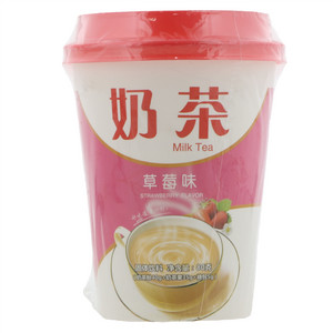 依口香草莓味奶茶