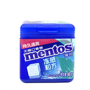 曼妥思冻感粒方无糖口香糖瓶装薄荷口味