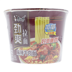 康师傅劲爽麻辣牛肉面桶面