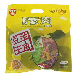 羊角手撕素肉（秘制五香、秘制麻辣、秘制烧烤、秘制泡椒）综合装