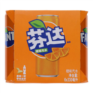 330ml芬达橙味汽水*6