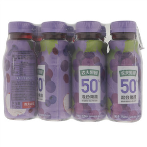 农夫果园葡萄+蓝莓+桑葚+黑加仑+苹果+紫胡萝卜50%混合果蔬汁饮料12x250ml