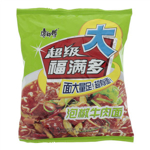 康师傅超级大福满多泡椒牛肉面袋面
