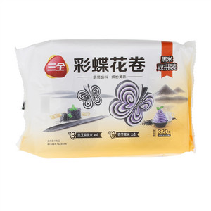 三全彩蝶花卷黑芝麻黑米+香芋黑米
