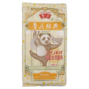鲁花微发酵活性面条零添加鸡蛋银丝龙须面条（熊猫）