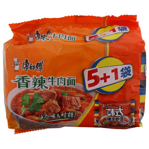 康师傅香辣牛肉面+韩式辣牛肉面油炸方便面