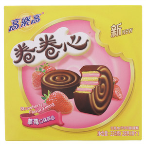 高乐高卷卷心草莓口味夹心巧克力味涂层蛋糕