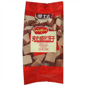 曼士卡红枣味夹心威化饼干（可可型）