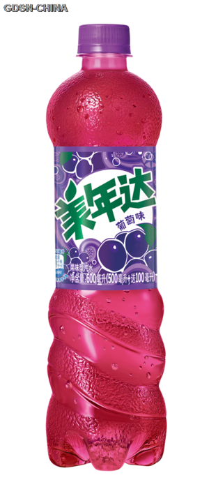 美年达葡萄味果味型汽水600毫升（500毫升+100毫升）