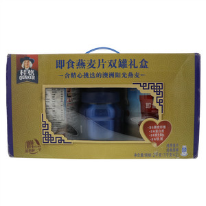 桂格组合包即食燕麦片双罐礼盒装1000克*2罐*4组(不锈钢杯)