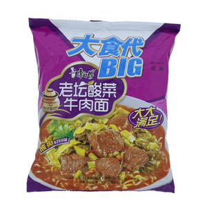 康师傅大食袋 老坛酸菜牛肉面（清真）
