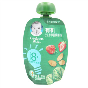 雀巢嘉宝有机巴旦木草莓菠菜苹果泥