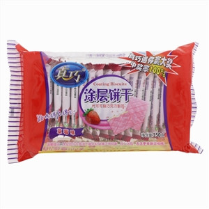 真巧涂层饼干草莓味代可可脂巧克力制品