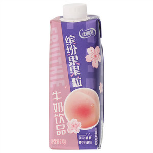 伊利优酸乳缤纷果果粒舞动桃樱樱花白桃味牛奶饮品