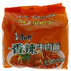 康师傅香辣牛肉面袋面五包入