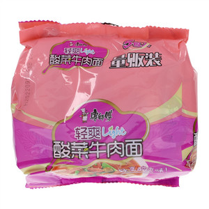 康师傅轻爽light酸菜牛肉面五包入