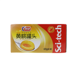 科技糖水黄桃罐头425gx6罐