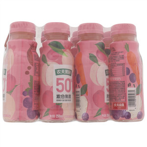 农夫果园桃+樱桃李+石榴+红葡萄+苹果+胡萝卜50%混合果蔬汁饮料12x250ml