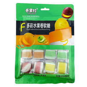 香果村多彩水果卷软糖香橙味+柠檬味+百香果味+苹果味