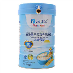 妈咪朵冰糖雪梨益生菌水果营养蒸米粉