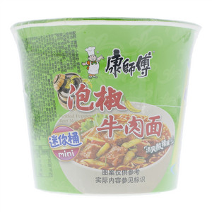 康师傅迷你桶小米椒泡椒牛肉面