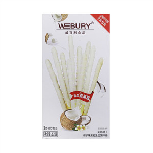WEBURY威百利椰子味果粒涂层饼干棒