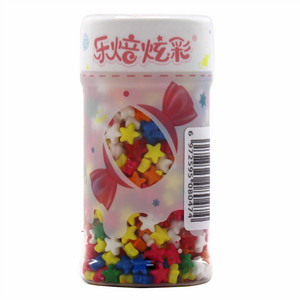 乐焙炫彩瓶装抛光压片七彩小星星糕点装饰用糖果