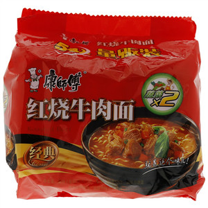 康师傅红烧牛肉面袋面5包入