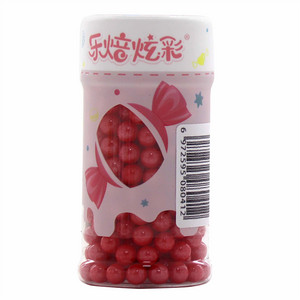 乐焙炫彩瓶装圆珠7mm-大红糕点装饰用糖果