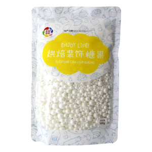 乐焙炫彩袋装大小珠混装-白色糕点装饰用糖果