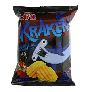 上好佳波浪型田园薯片-鲨 烟熏烤肉味