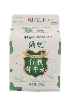 涌优有机鲜牛奶270ml