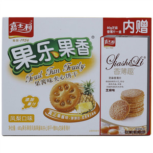 嘉士利果乐果香凤梨口味果酱味夹心饼干（赠嘉士利香薄趣芝麻香薄片）