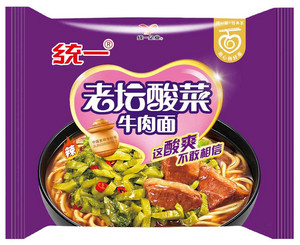 统一老坛酸菜牛肉单包面