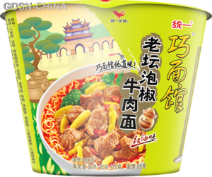 统一巧面馆红油味老坛泡椒牛肉面
