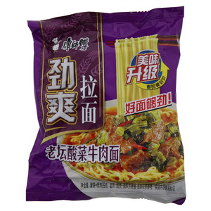 康师傅劲爽拉面老坛酸菜牛肉袋面