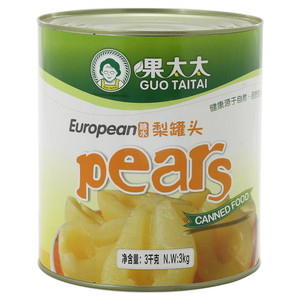 果太太糖水梨罐头