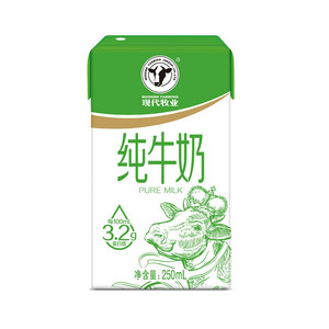 现代牧业纯牛奶全脂灭菌乳利乐包250ml×24包（N1）
