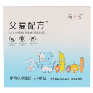 父爱配方 果蔬吸吸酸奶·2%蔗糖100g*6