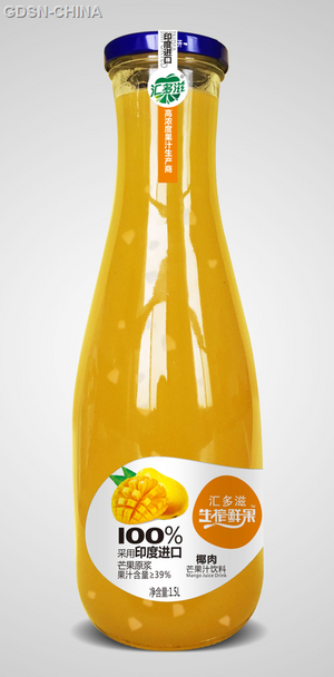汇多滋1.5L玻璃瓶椰肉芒果汁饮料