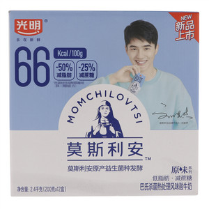 光明莫斯利安巴氏杀菌热处理风味酸牛奶（低脂肪）（原味）200g*12