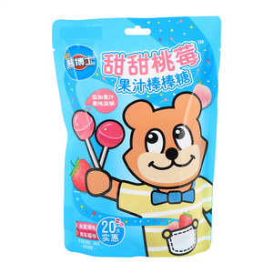 徐福记熊博士甜甜桃莓果汁棒棒糖 硬质糖果
