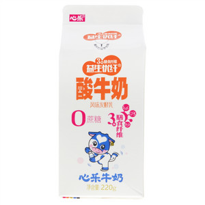 心乐乳业0蔗糖原味+膳食纤维风味发酵乳