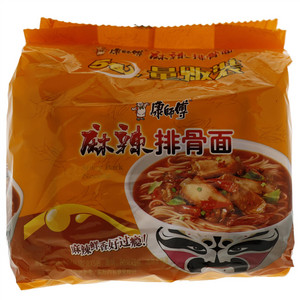 康师傅麻辣排骨面袋面五包入