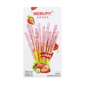 WEBURY威百利草莓味果粒涂层饼干棒