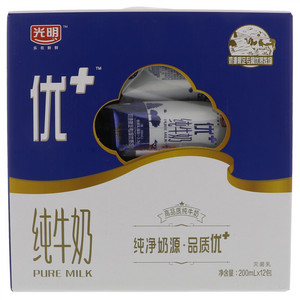 光明优加纯牛奶 200ml*12