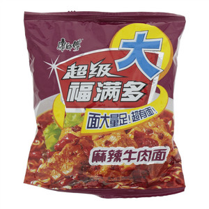 康师傅超级大福满多麻辣牛肉面袋面