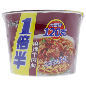 康师傅1倍半麻辣牛肉面桶面