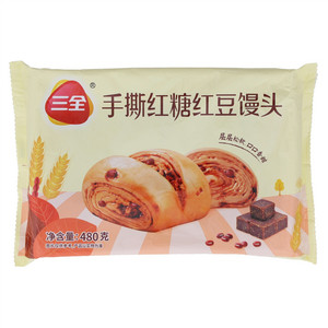 三全手撕红糖红豆馒头
