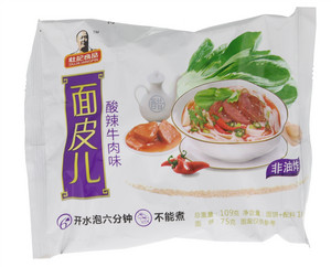 杜记良品酸辣牛肉味方便面皮